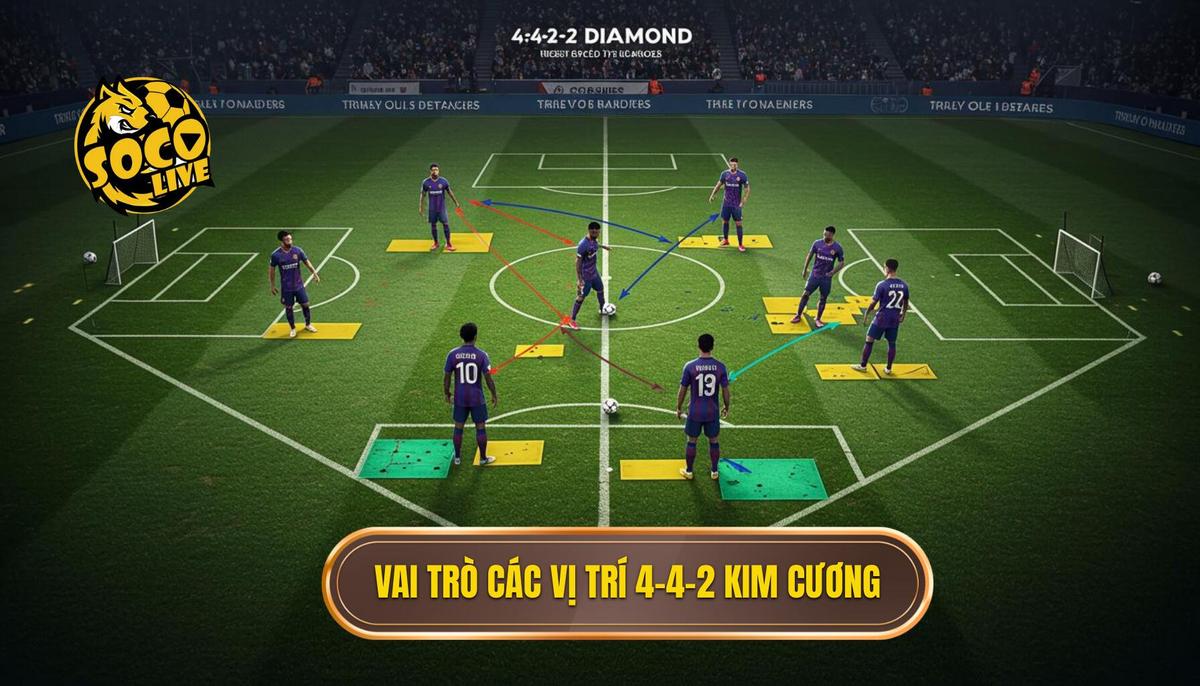 Chiến Thuật 4-4-2 Kim Cương: Phân Tích Chuyên Sâu, Cách Vận Hành và Tuyển Chọn Cầu Thủ 2 Phần 2_ Vai Trò Chi Tiết của Từng Vị Trí trong 4-4-2 Kim Cương